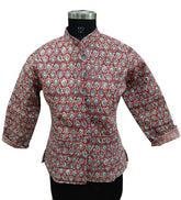 Quilted Reversible Hand Block Printed Boho Jacket – Indian Vintage Handmade Full Sleeve Coat with Floral Arts